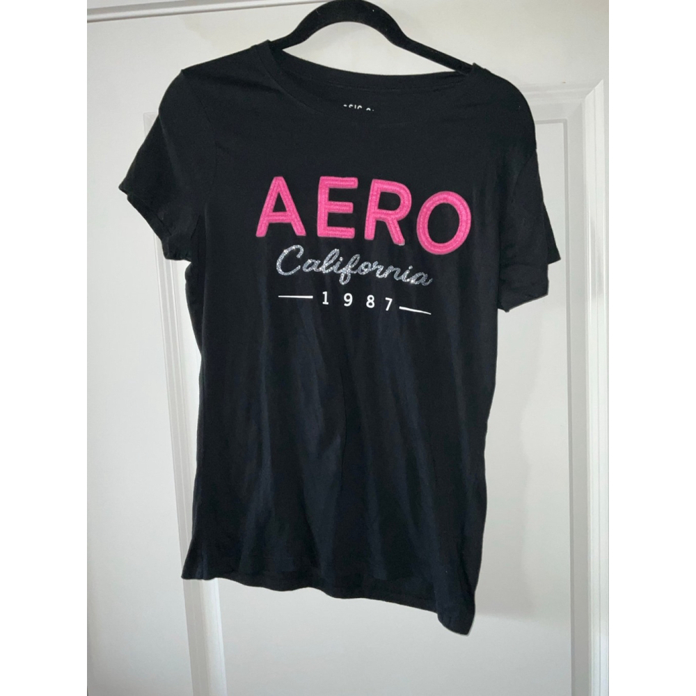 Aero California Glitter Graphic Tee XL Black